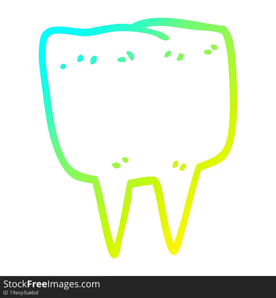 Cold Gradient Line Drawing Cartoon Tooth