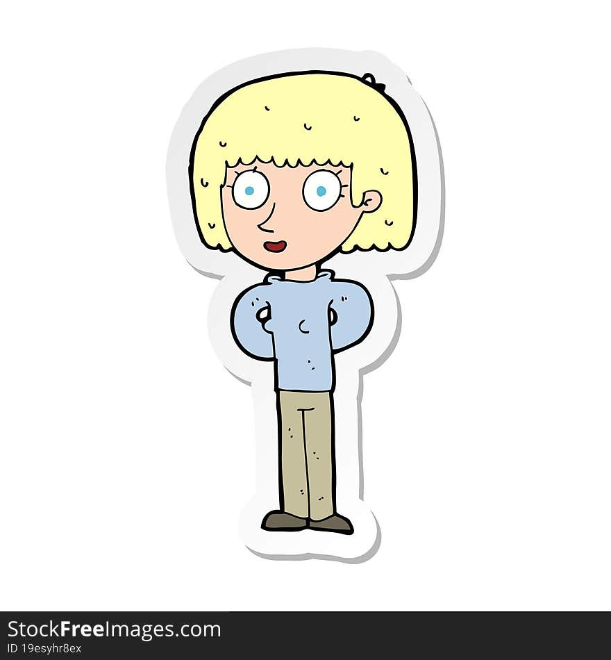 Sticker Of A Cartoon Staring Woman