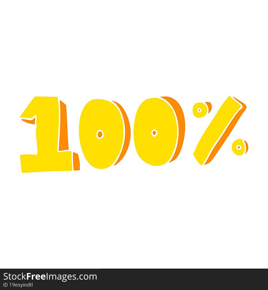 flat color illustration of 100 per cent symbol. flat color illustration of 100 per cent symbol