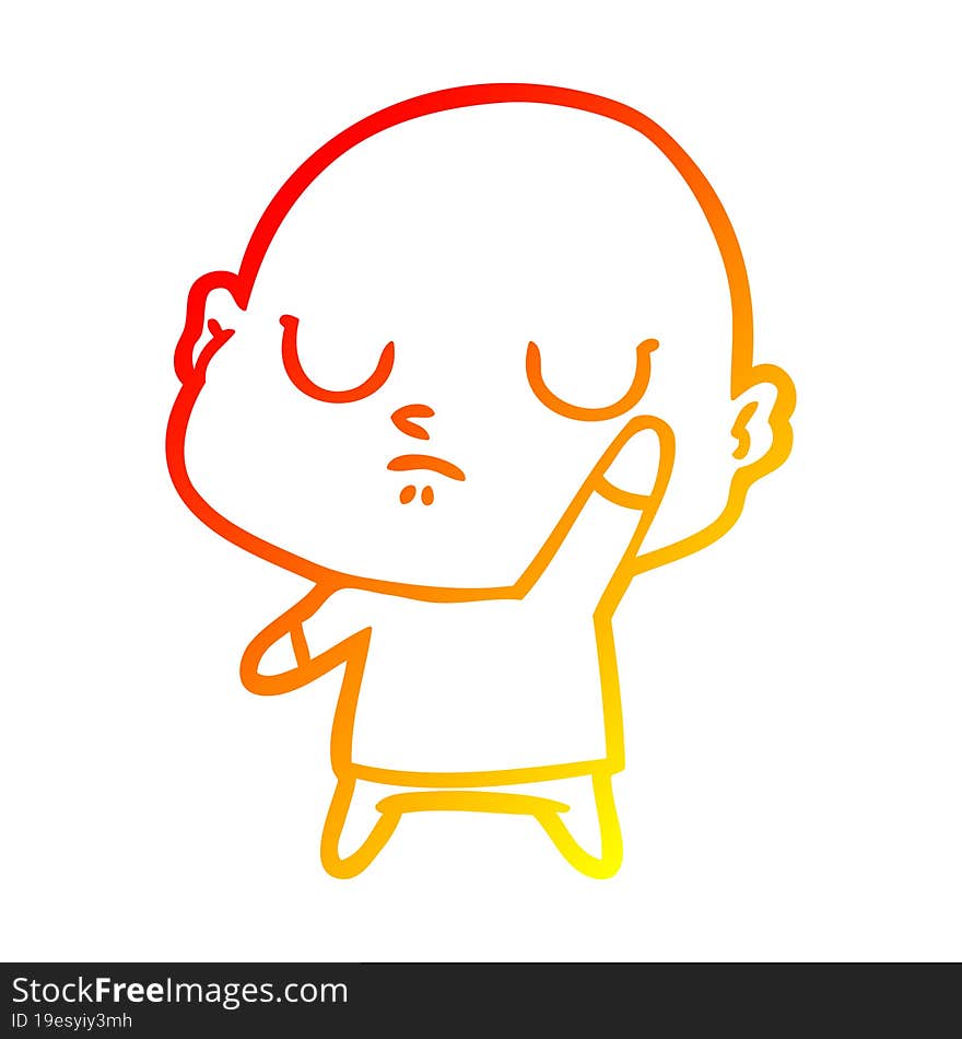 warm gradient line drawing of a cartoon bald man