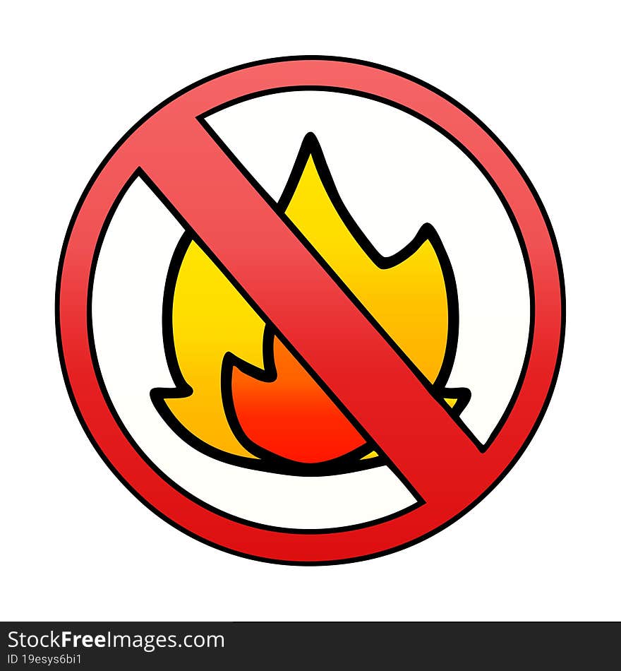 gradient shaded cartoon of a no fire allowed sign