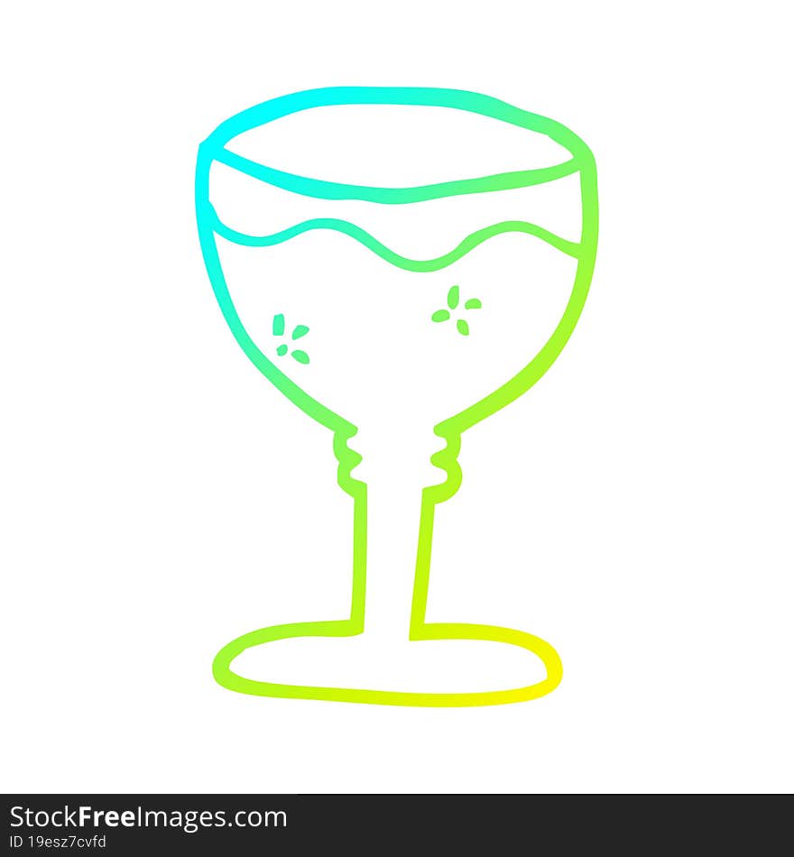 cold gradient line drawing cartoon red wine glass