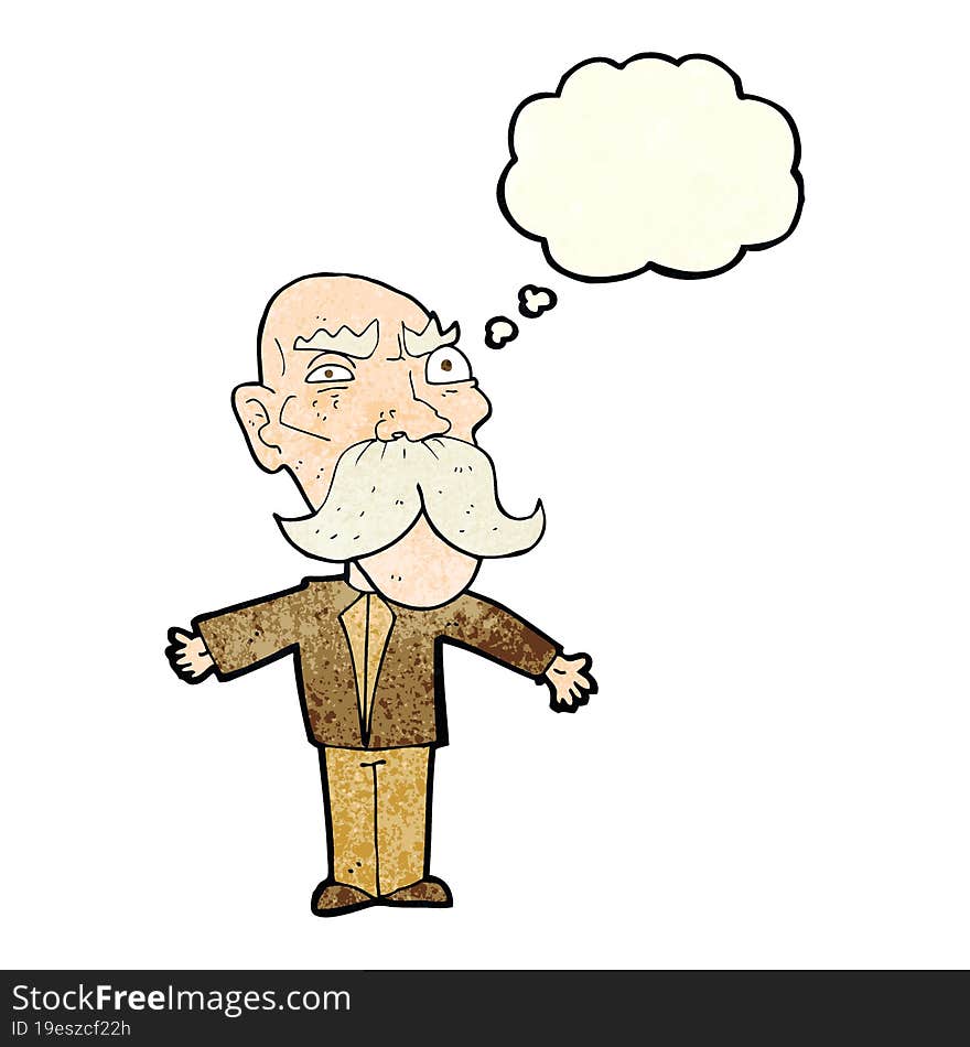 Cartoon Angry Old Man With Thought Bubble