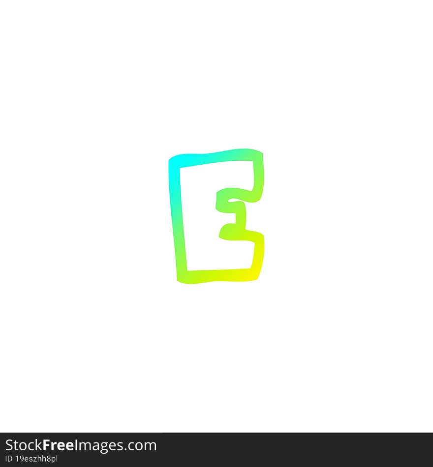 Cold Gradient Line Drawing Cartoon Letter E