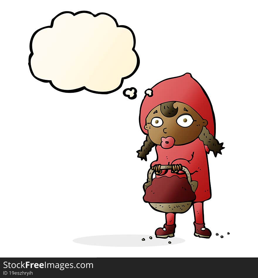 little red riding hood cartoon with thought bubble