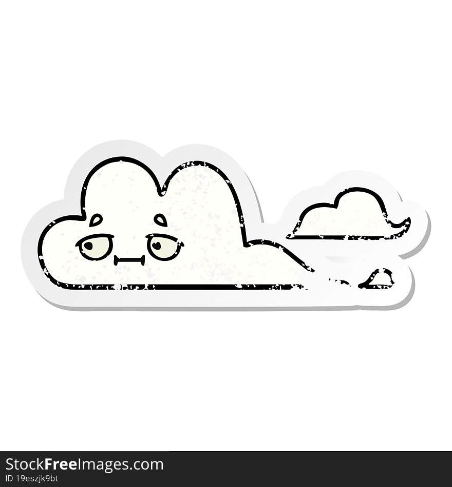 Distressed Sticker Of A Cute Cartoon White Cloud