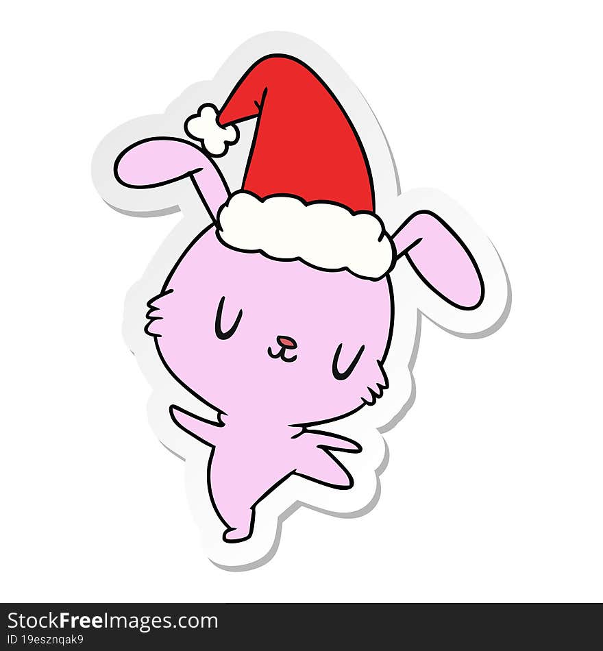 christmas sticker cartoon of kawaii rabbit