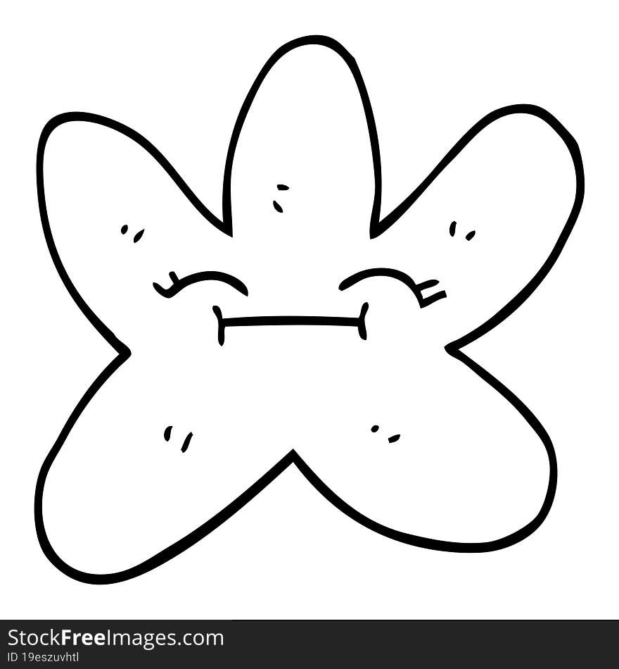 Black And White Cartoon Star Fish