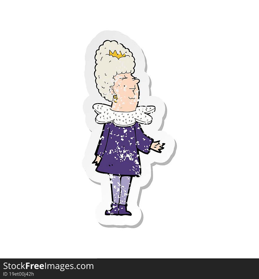 retro distressed sticker of a cartoon queen