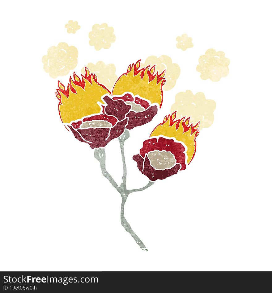 cartoon burning flowers