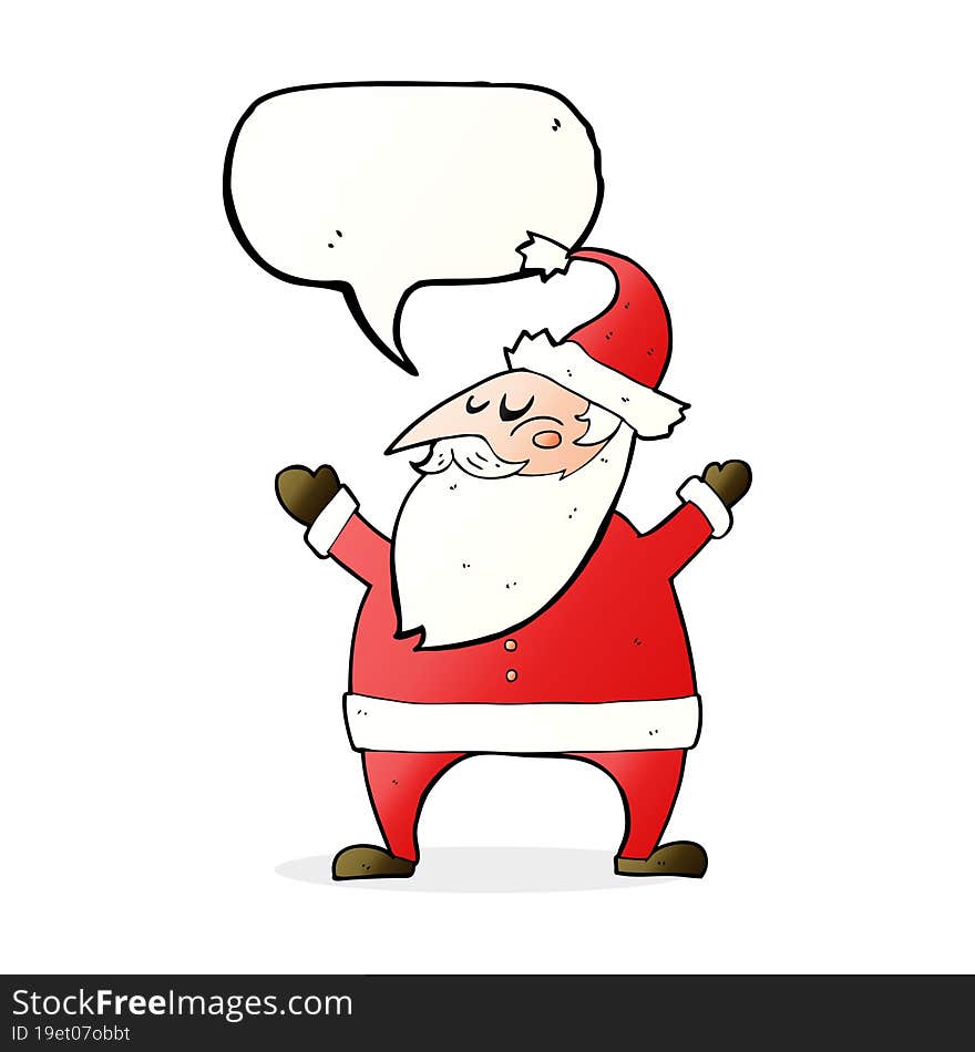 cartoon santa claus with speech bubble