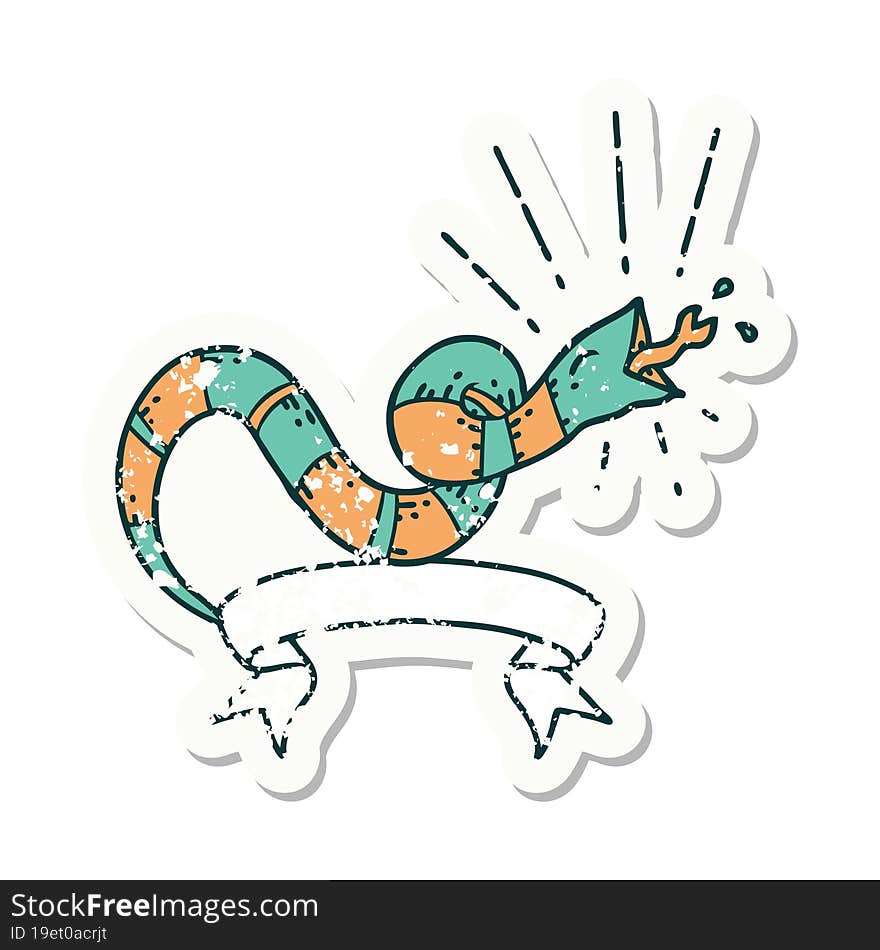 grunge sticker of tattoo style hissing snake