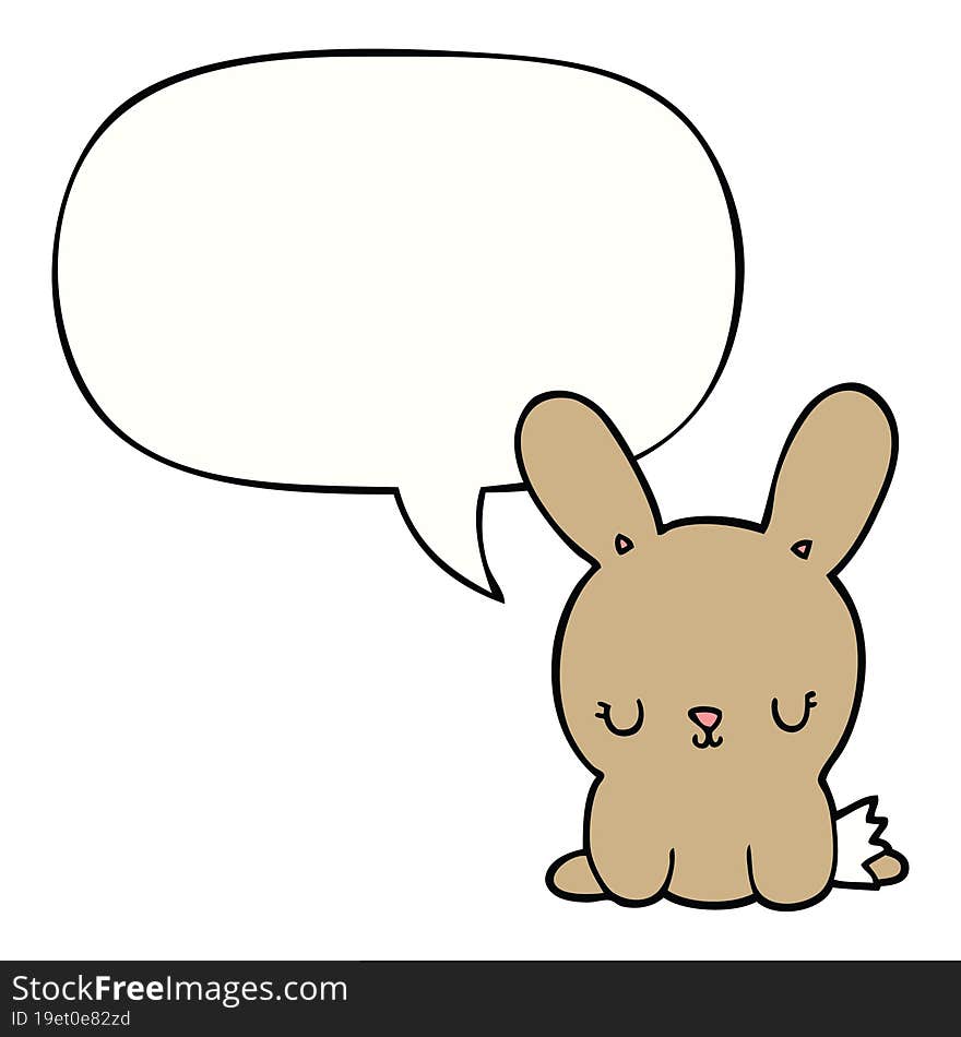 Cute Cartoon Rabbit And Speech Bubble