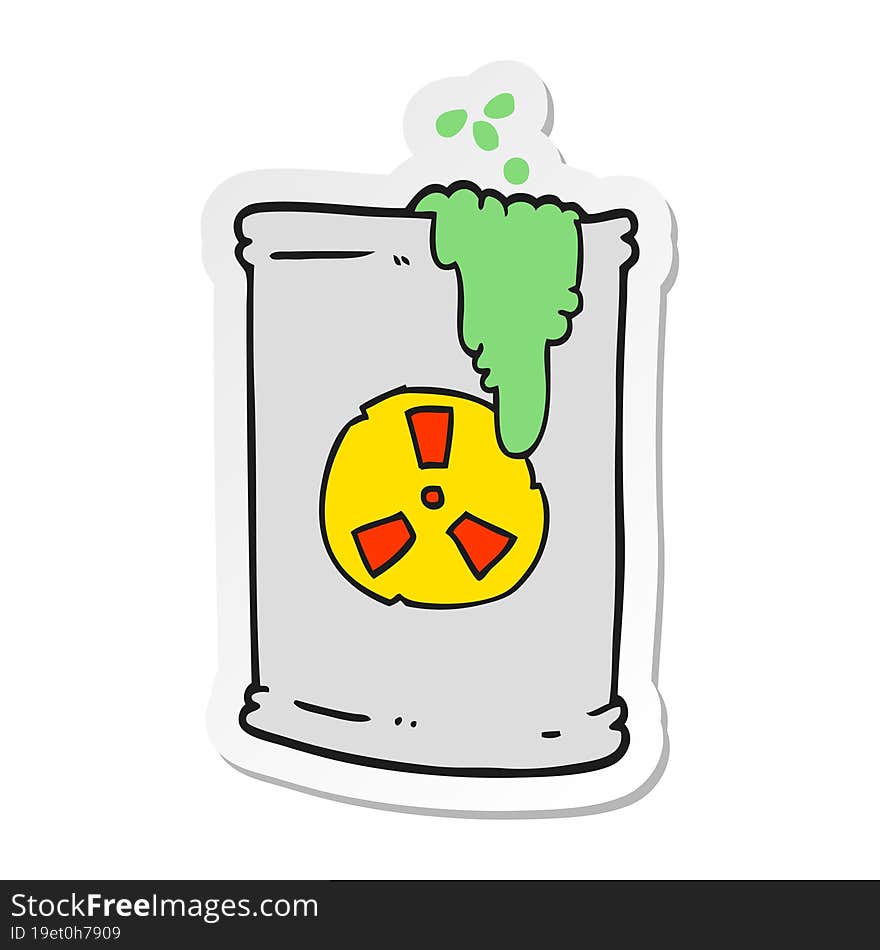 sticker of a cartoon radioactive waste