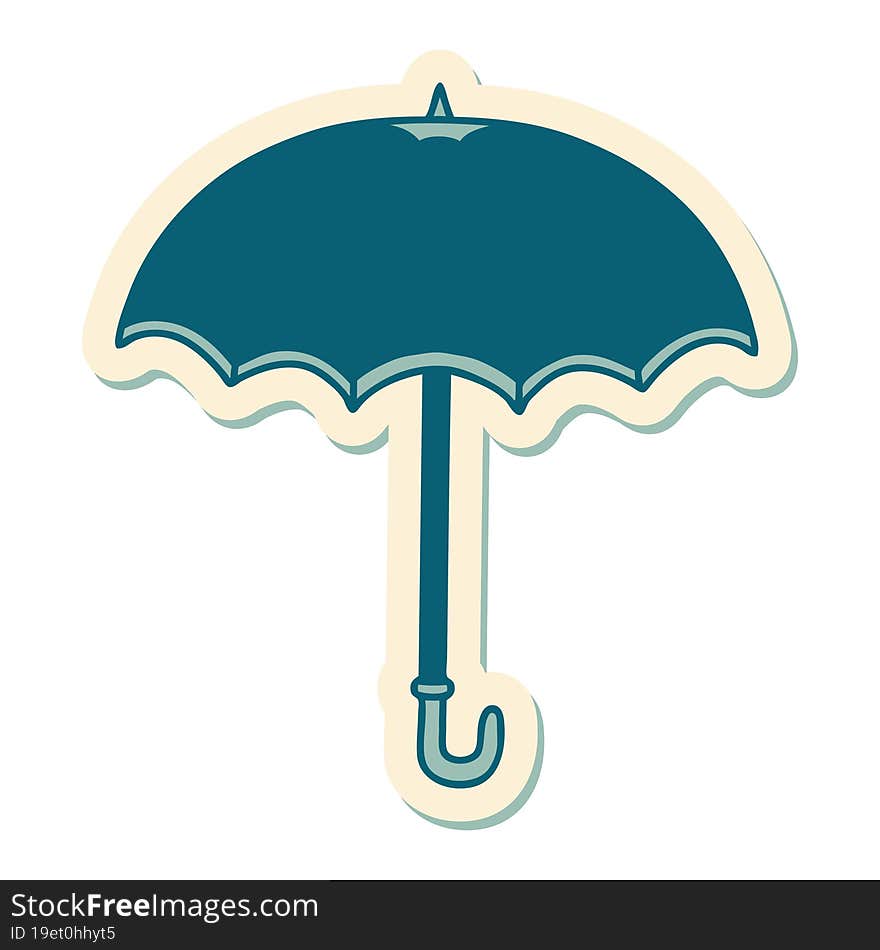 tattoo style sticker of an umbrella