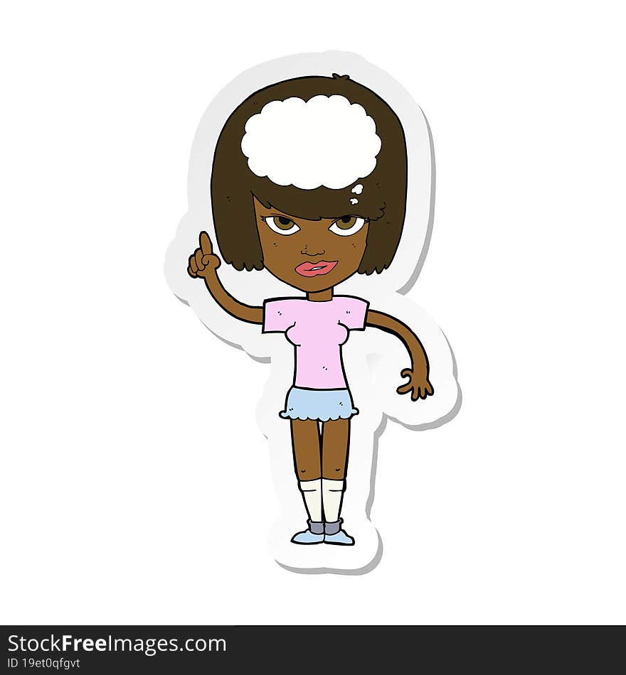 sticker of a cartoon woman with idea