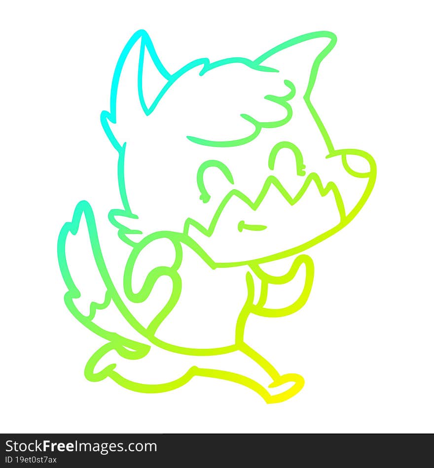 cold gradient line drawing cartoon happy fox