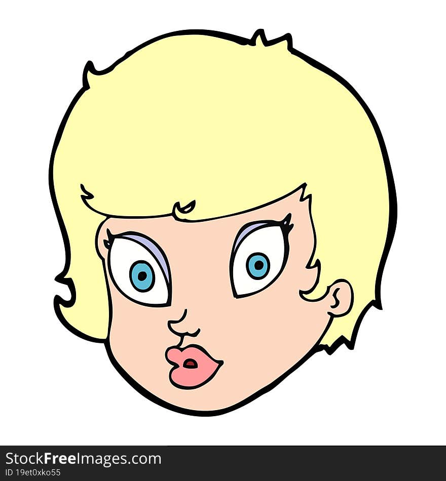 cartoon surprised female face