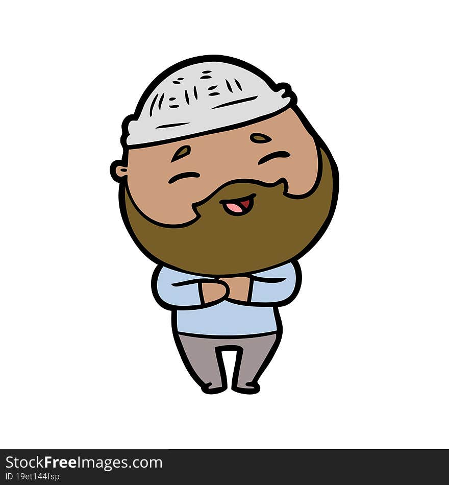 cartoon happy bearded man. cartoon happy bearded man