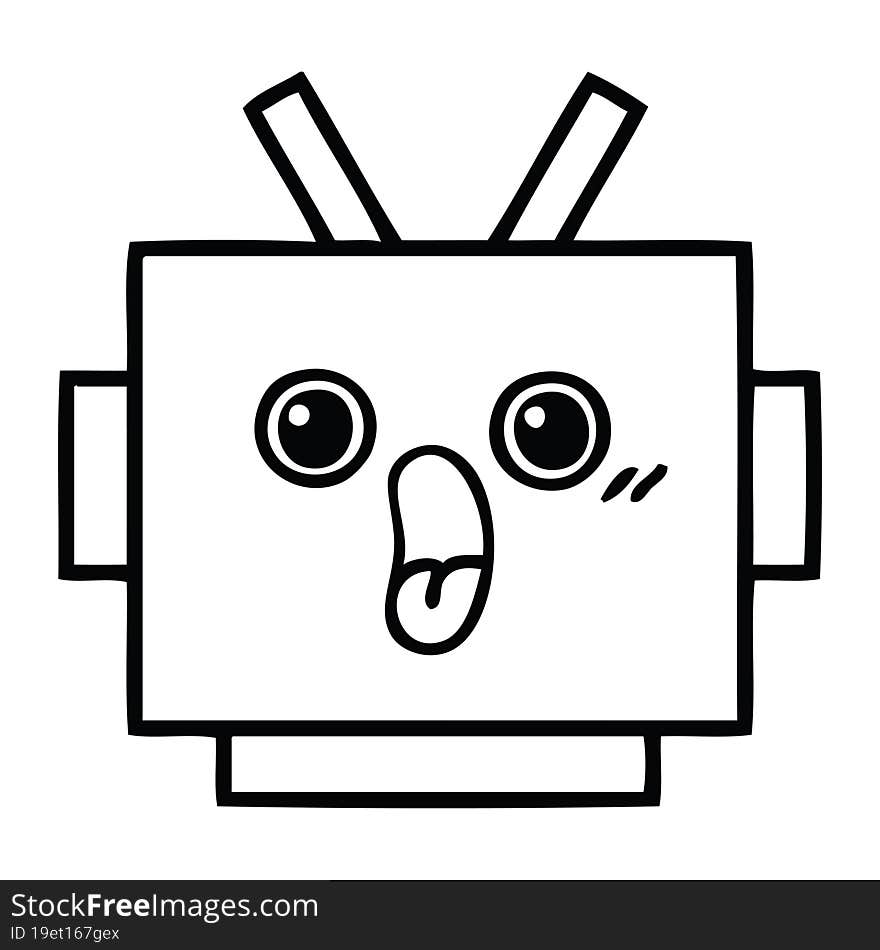 line drawing cartoon robot head