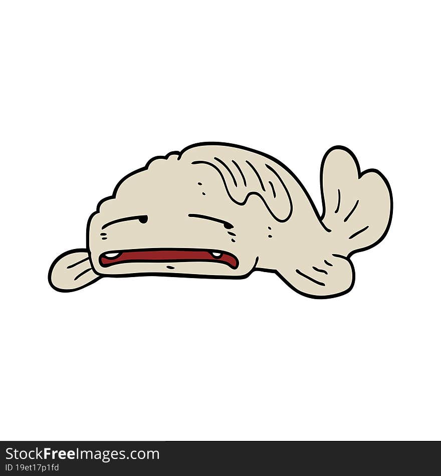 cartoon sad old fish