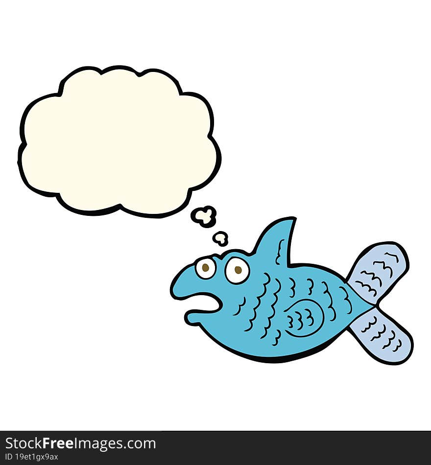 cartoon fish with thought bubble