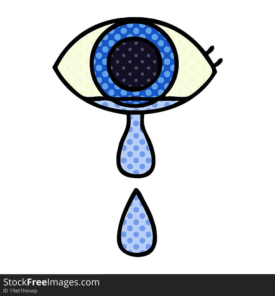 comic book style cartoon of a crying eye