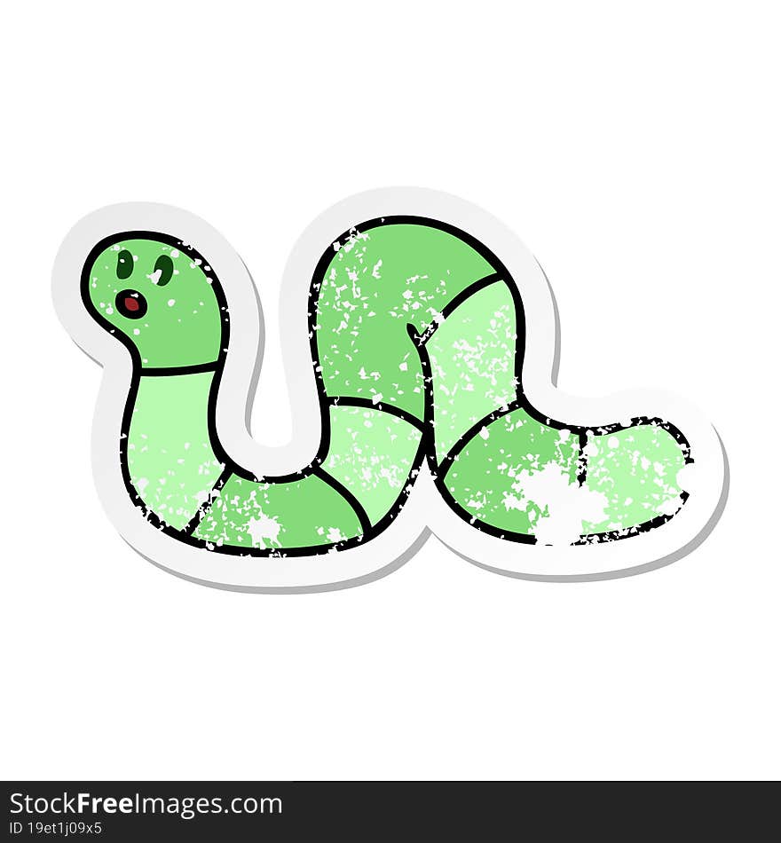 distressed sticker of a quirky hand drawn cartoon snake