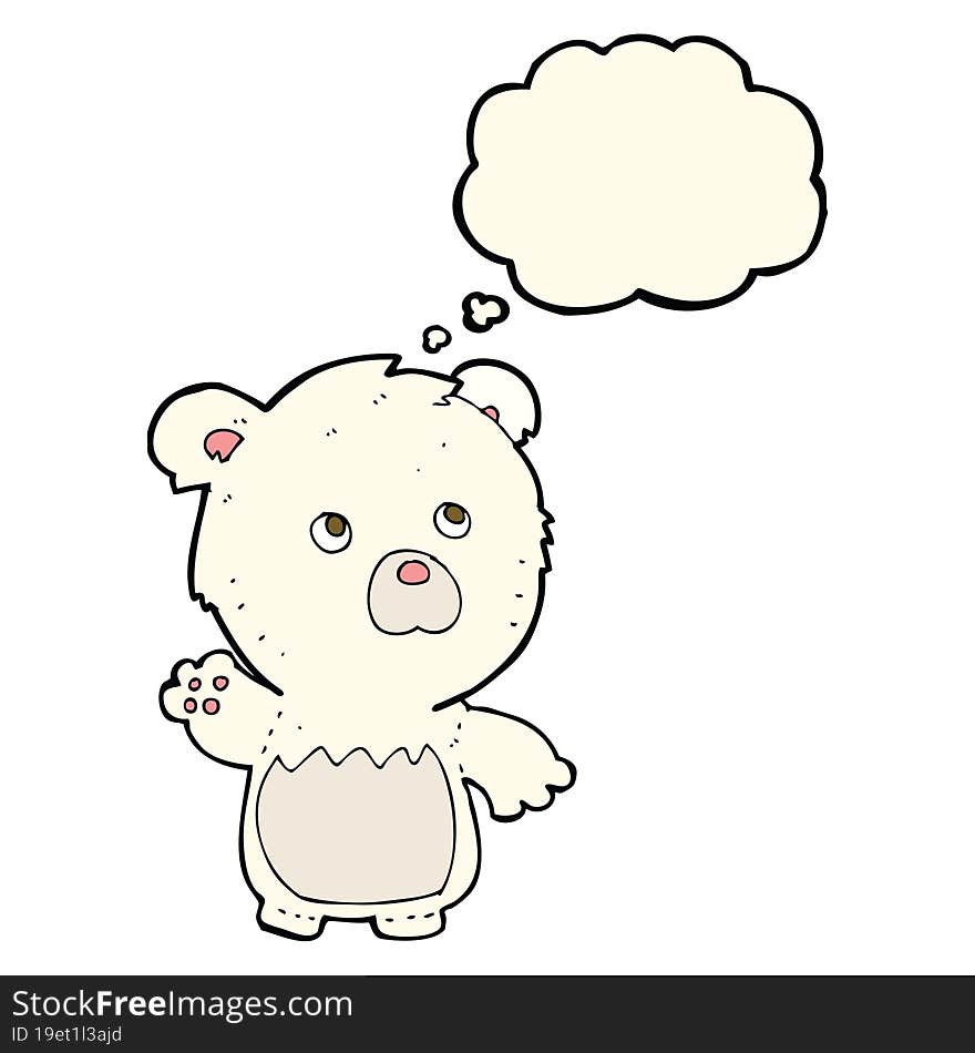 cartoon polar teddy bear with thought bubble