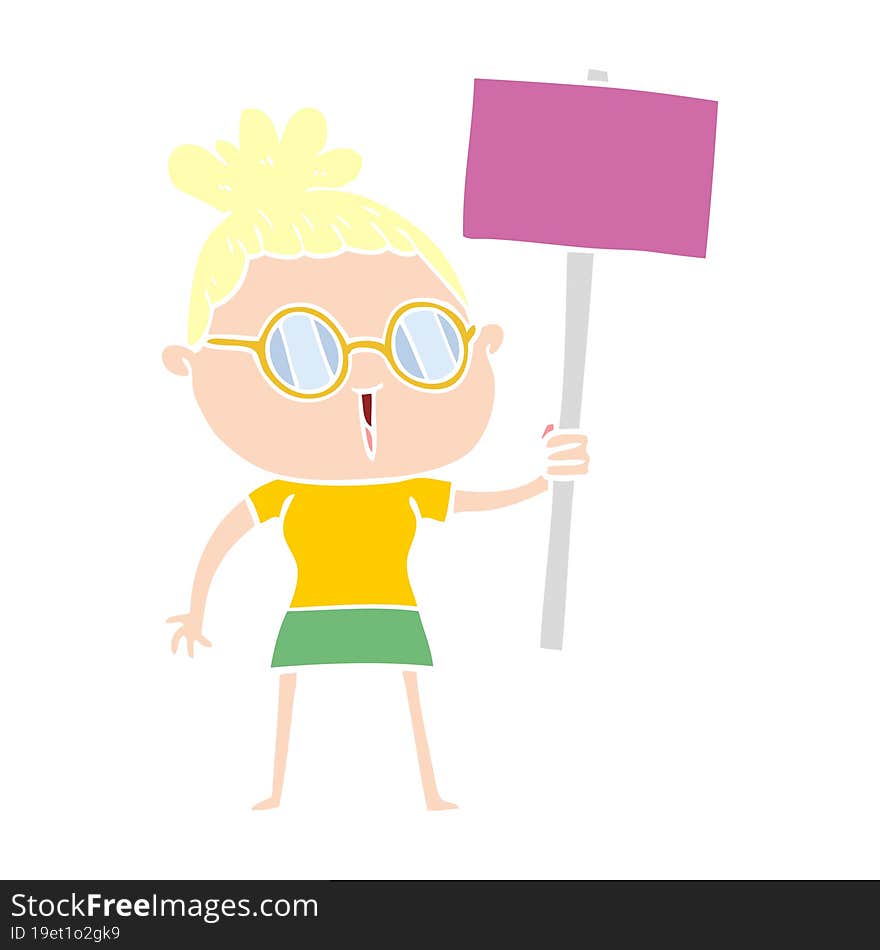 flat color style cartoon woman wearing spectacles