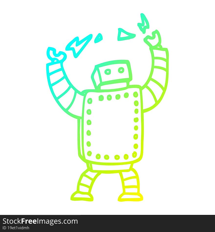 Cold Gradient Line Drawing Cartoon Giant Robot