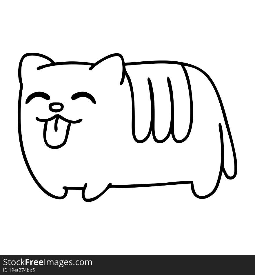 line doodle of a funny cat sticking out tongue