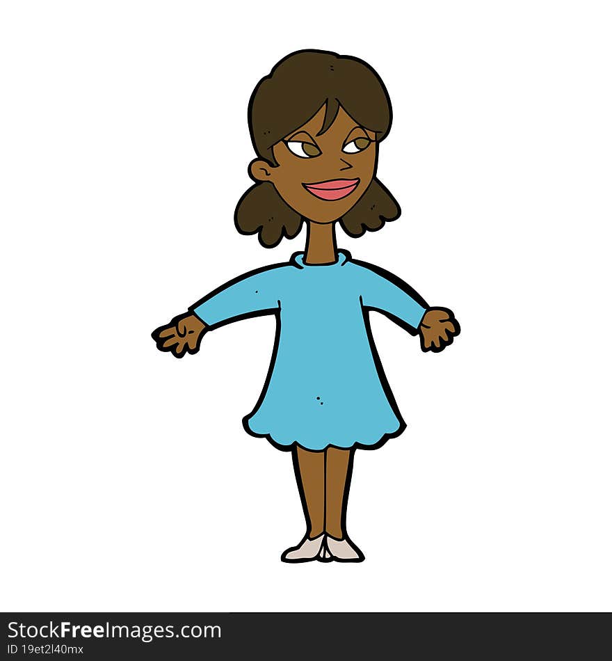 cartoon woman with open arms