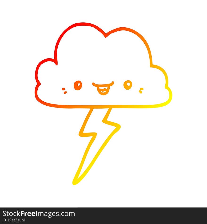 warm gradient line drawing cartoon storm cloud