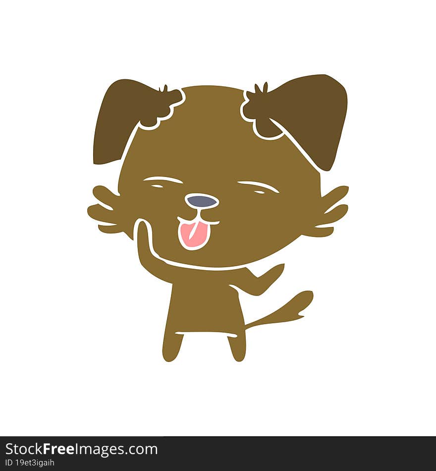 flat color style cartoon dog sticking out tongue