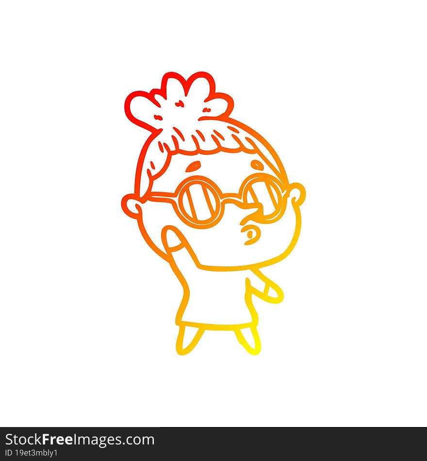 warm gradient line drawing cartoon woman wearing glasses