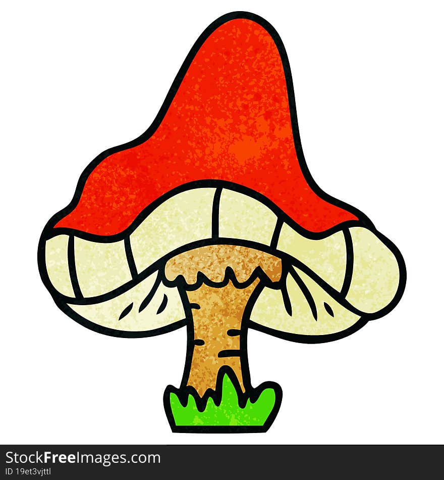 hand drawn textured cartoon doodle of a single mushroom