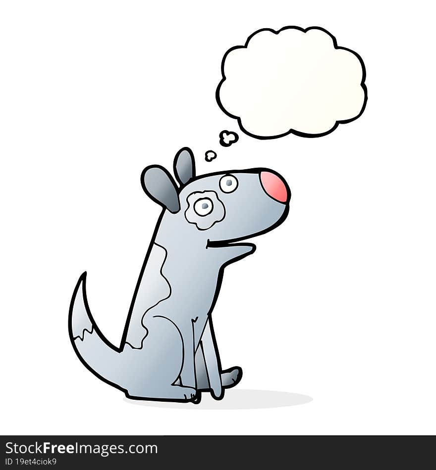 cartoon happy dog with thought bubble