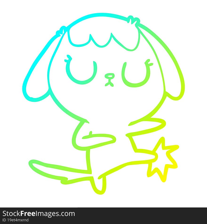 Cold Gradient Line Drawing Cute Cartoon Dog