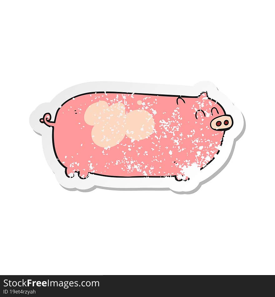 retro distressed sticker of a cartoon pig