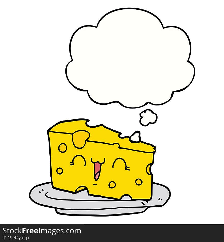 cute cartoon cheese and thought bubble