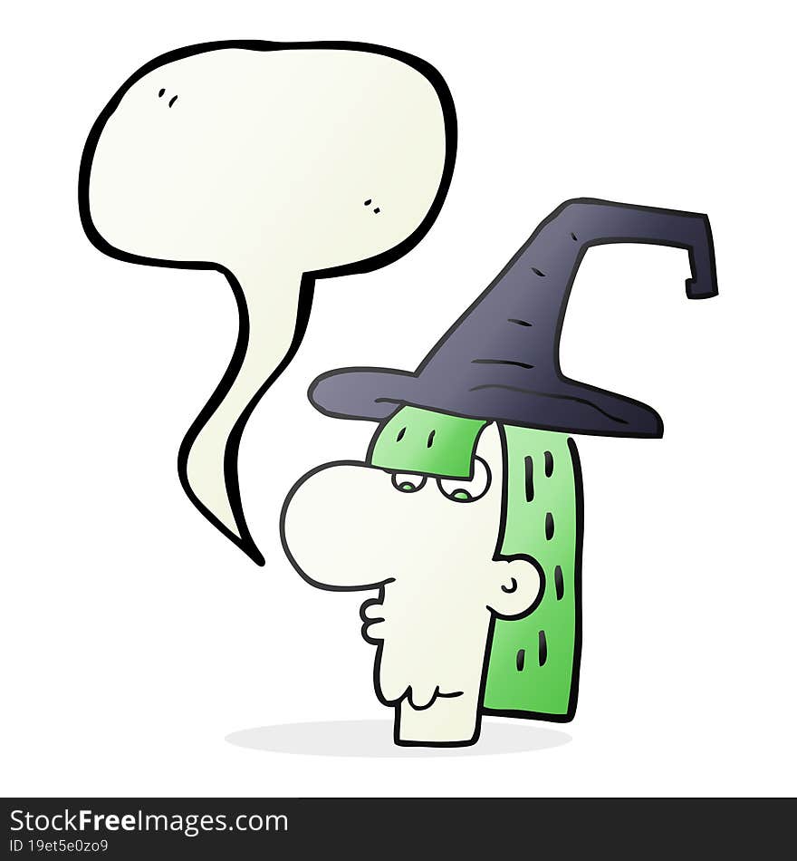 speech bubble cartoon witch head