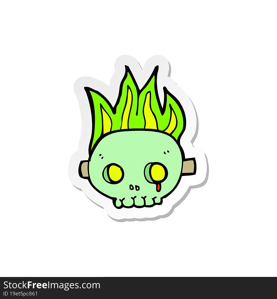 sticker of a cartoon skull mask