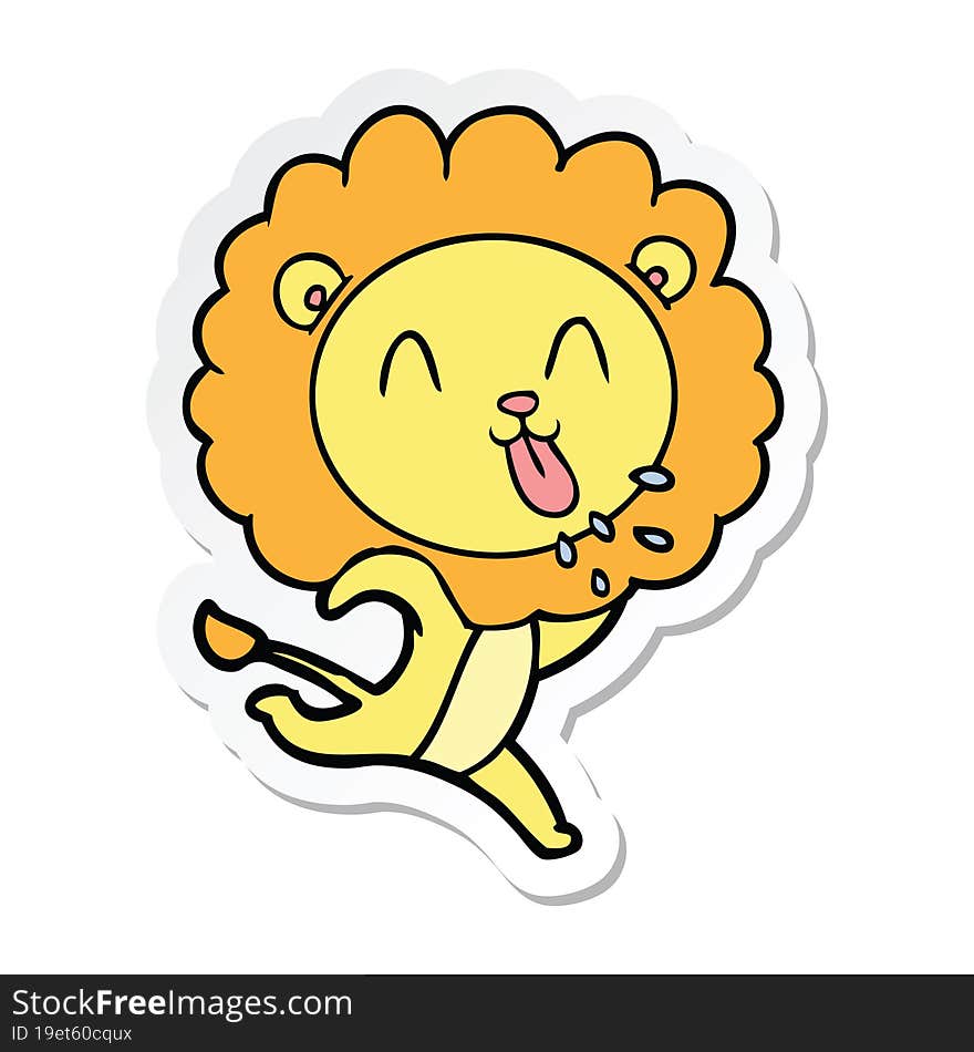 sticker of a happy cartoon lion