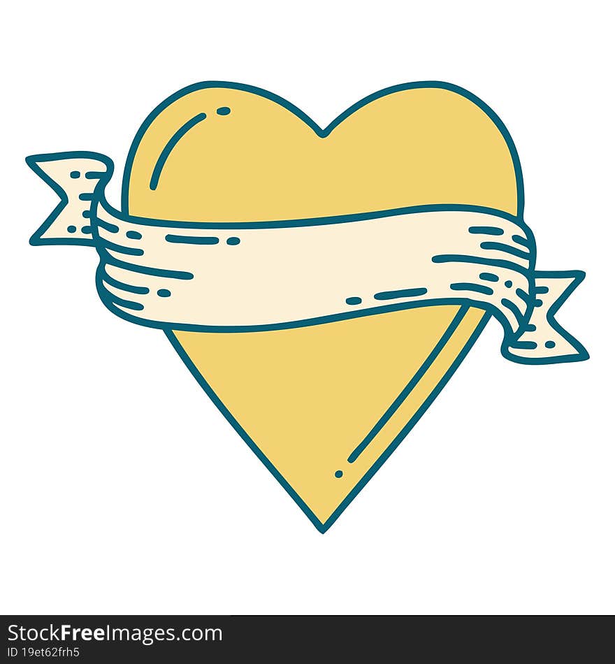 Tattoo Style Icon Of A Heart And Banner