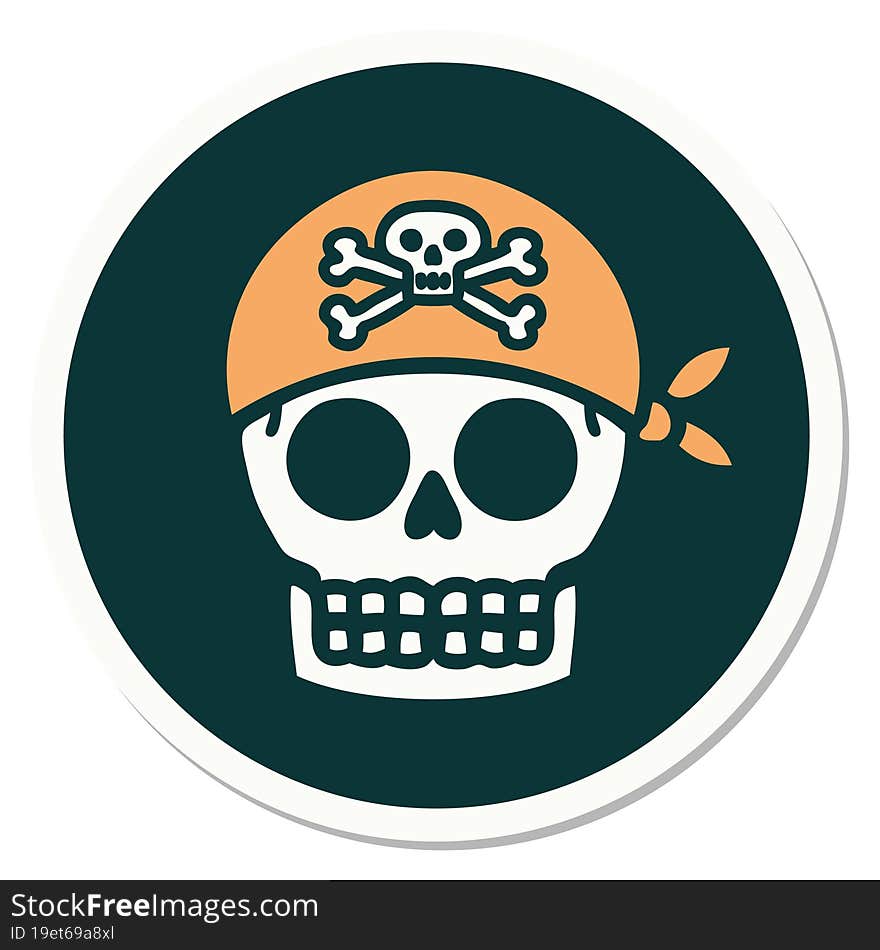 Tattoo Style Sticker Of A Pirate Skull