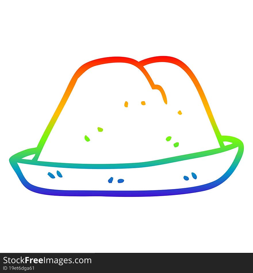 rainbow gradient line drawing of a cartoon hat