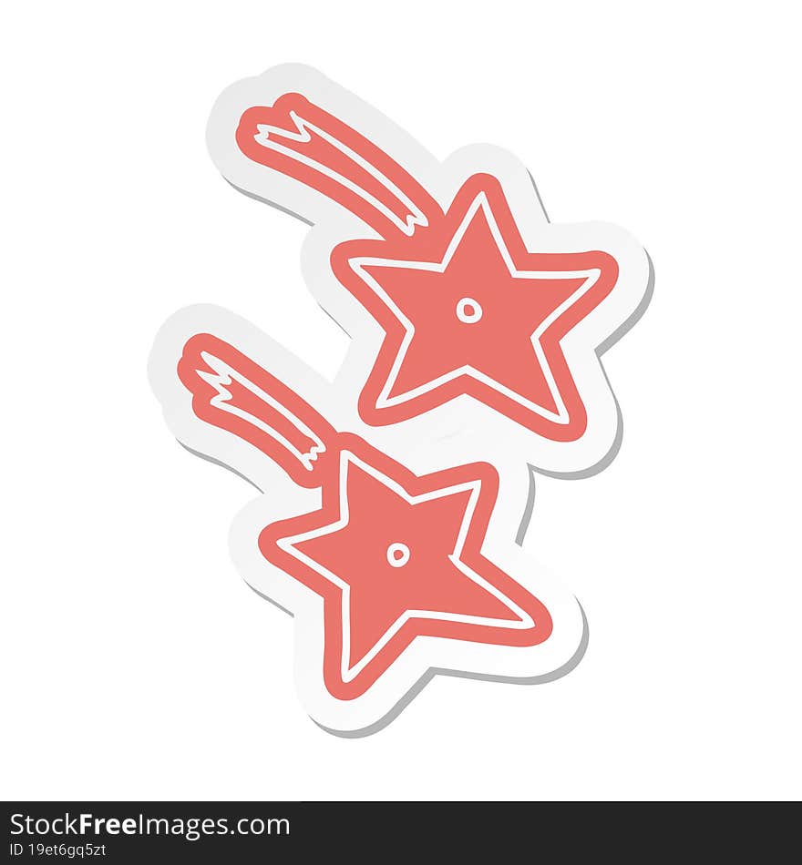 cartoon sticker of ninja throwing stars