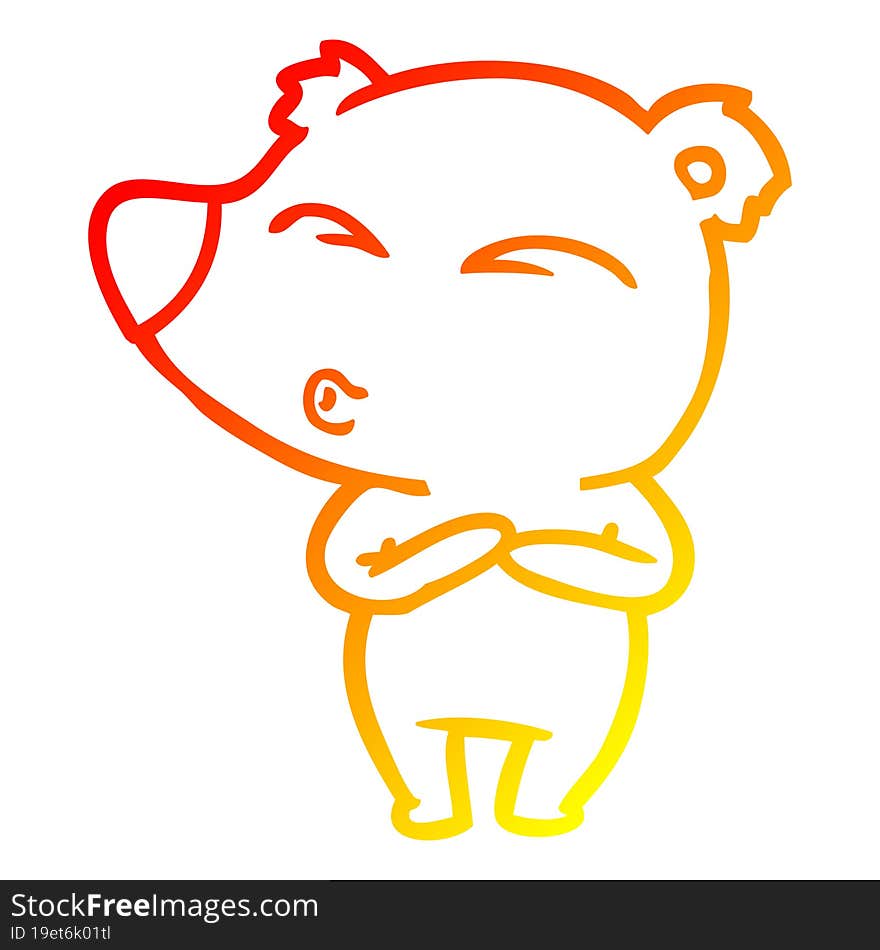 warm gradient line drawing cartoon whistling bear