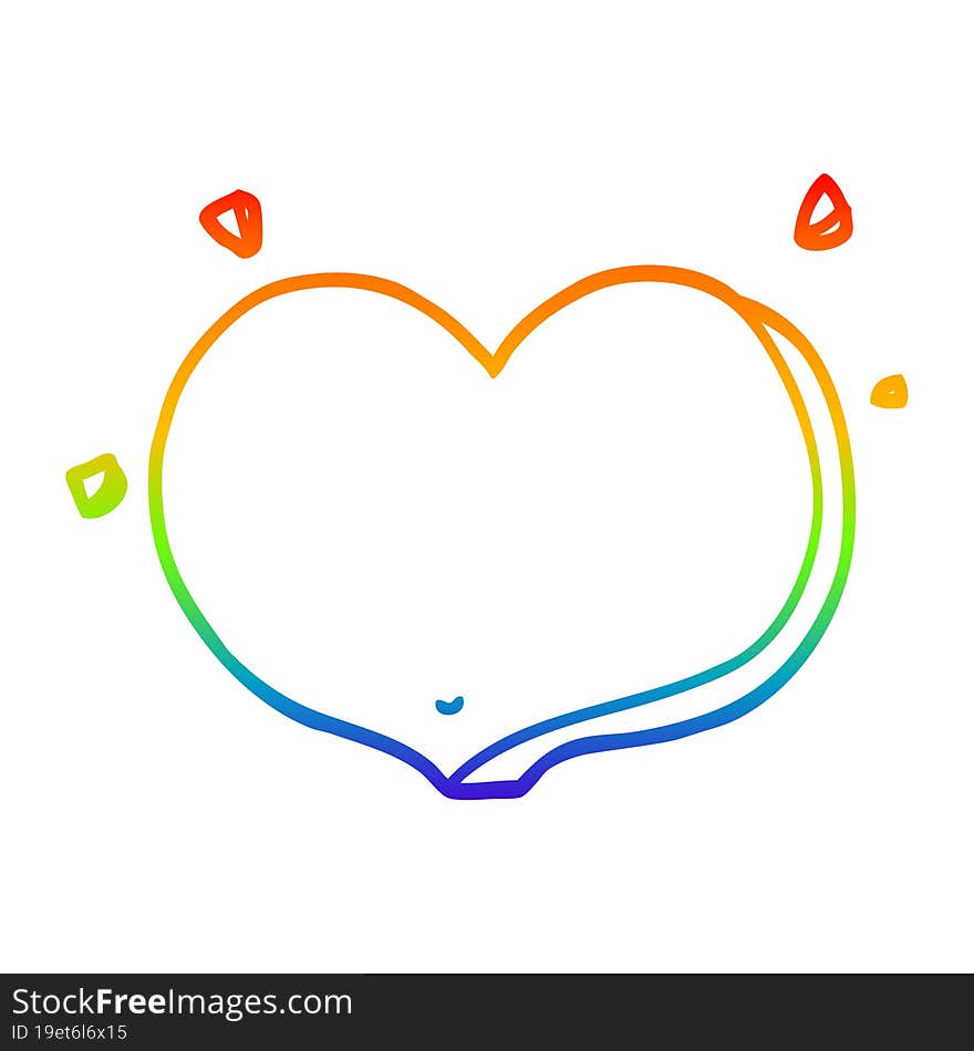 rainbow gradient line drawing cartoon love heart